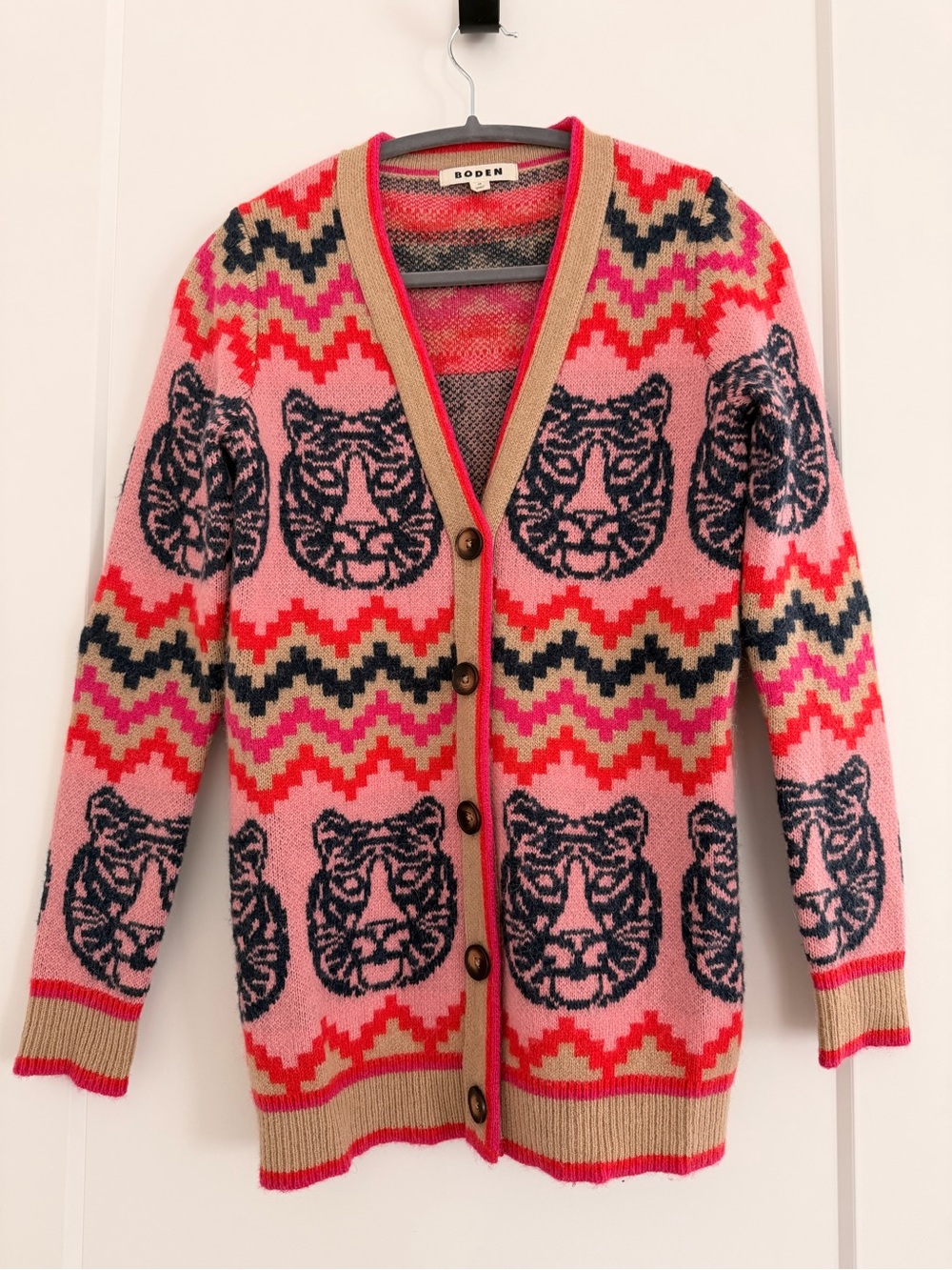 Boden Fair Isle Boyfriend Cardigan in Multi Tiger XS